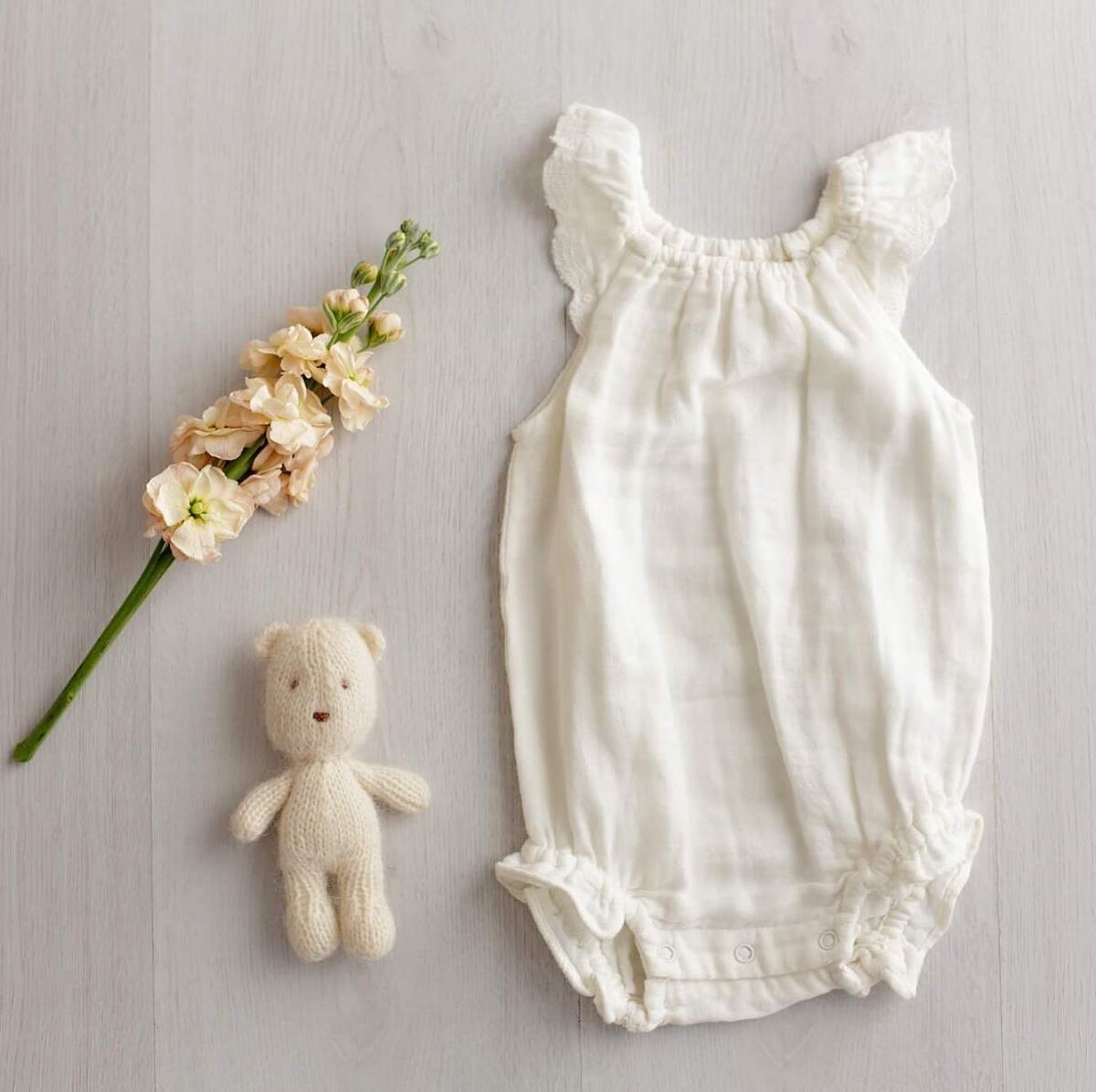 cream baby romper Geelong newborn photographer
