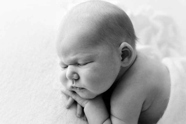 close up of baby's face showing details
